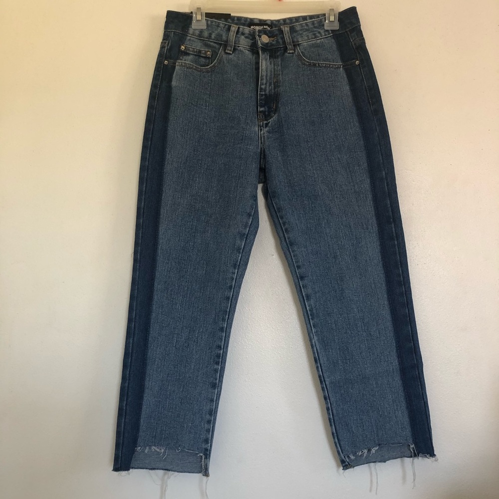 Nasty Gal Momokrom High Wait Contrast Wash Jeans